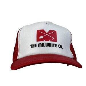 Vintage MILWHITE CO. Trucker Snapback Mesh Cap Hat Red Headliner by Vernon NOS